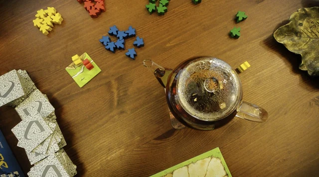 A board game and a cup of tea